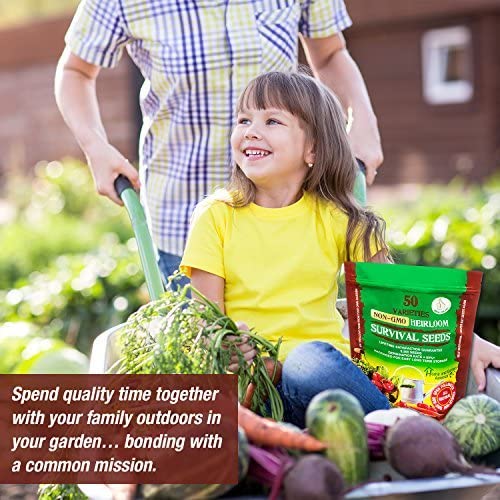 Image portraying a little girl holding a package of seeds promoting family bonding and outdoor activities in the garden environment