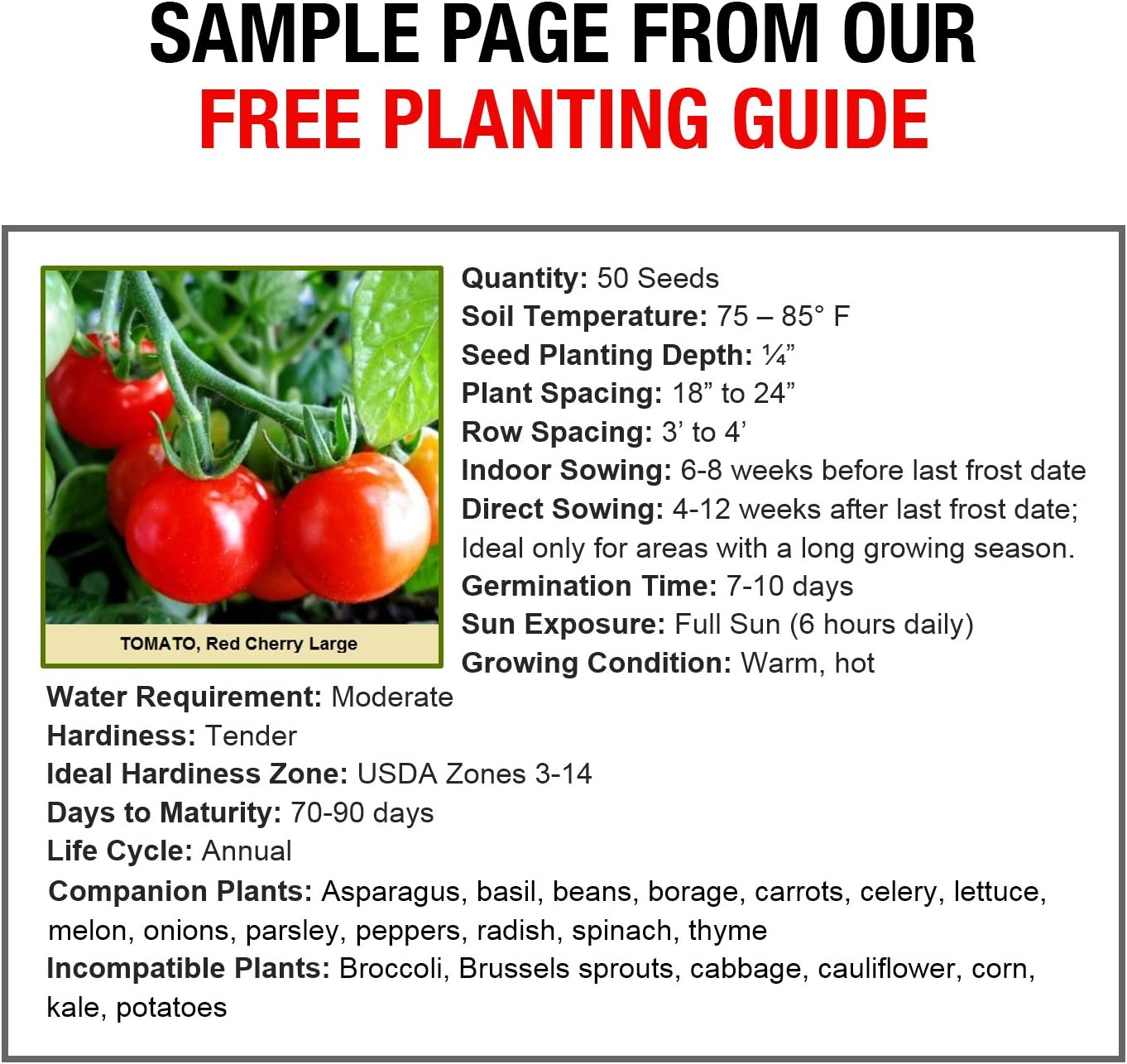 Sample page from our free planting guide