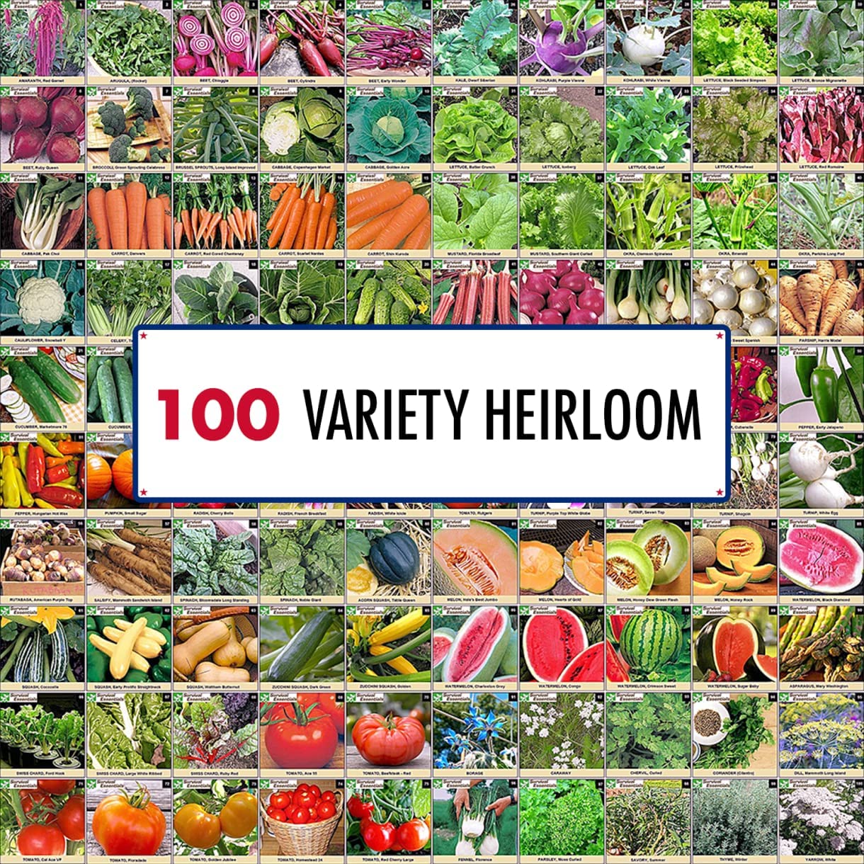 Image showcasing a diverse collection of 100 heirloom varieties